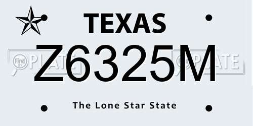 Z6325M Texas License Plate