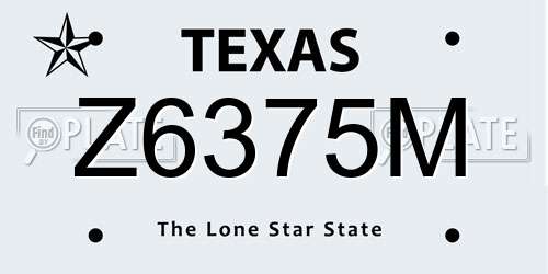 Z6375M Texas License Plate