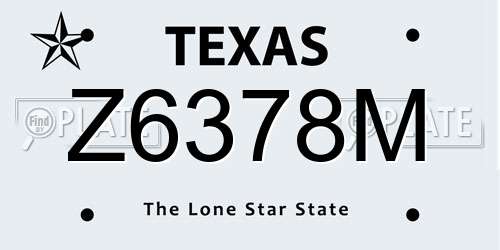 Z6378M Texas License Plate