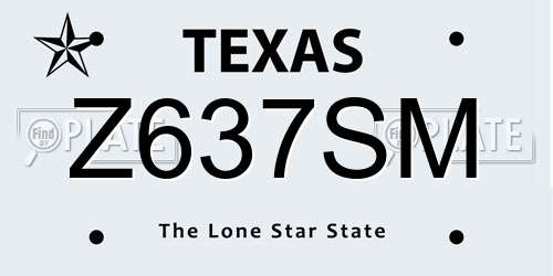 Z637SM Texas License Plate