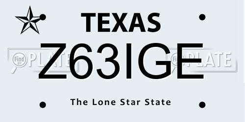 Z63IGE Texas License Plate
