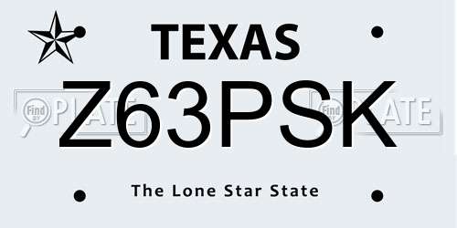 Z63PSK Texas License Plate
