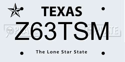 Z63TSM Texas License Plate