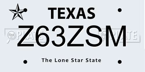 Z63ZSM Texas License Plate