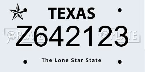 Z642123 Texas License Plate