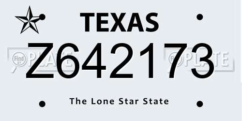 Z642173 Texas License Plate