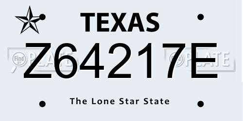Z64217E Texas License Plate