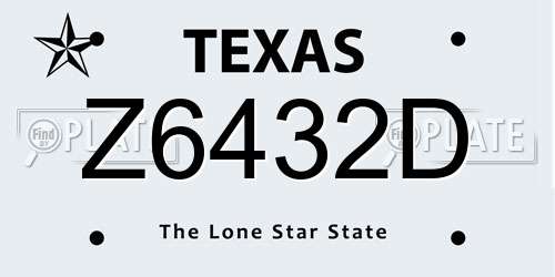 Z6432D Texas License Plate