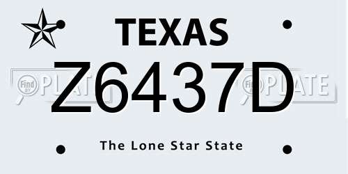 Z6437D Texas License Plate