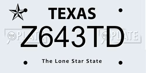 Z643TD Texas License Plate