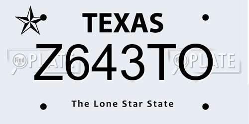 Z643TO Texas License Plate