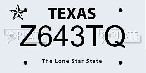 Z643TQ Texas License Plate
