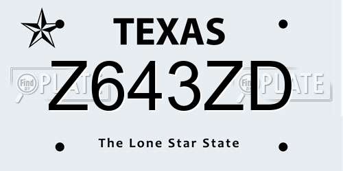 Z643ZD Texas License Plate