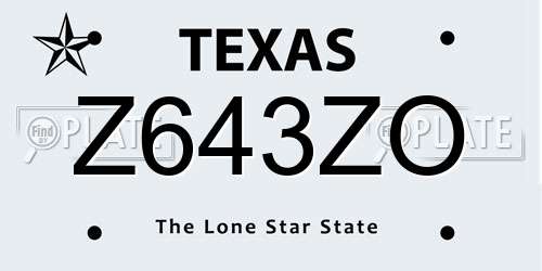 Z643ZO Texas License Plate