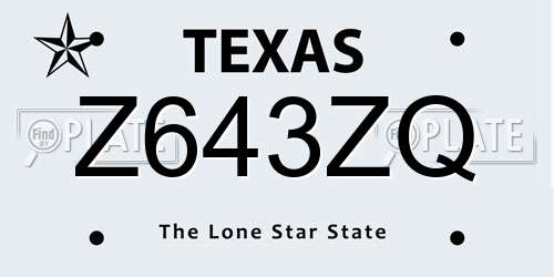 Z643ZQ Texas License Plate