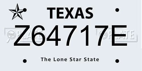 Z64717E Texas License Plate