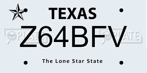 Z64BFV Texas License Plate