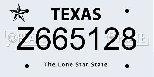 Z665128 Texas License Plate