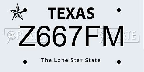 Z667FM Texas License Plate