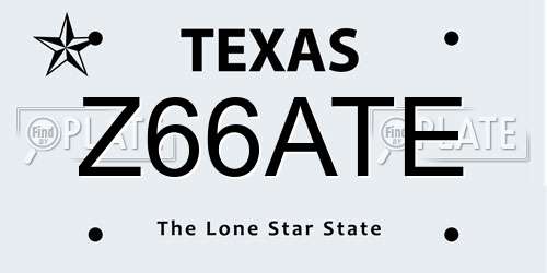 Z66ATE Texas License Plate