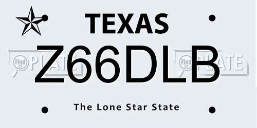 Z66DLB Texas License Plate
