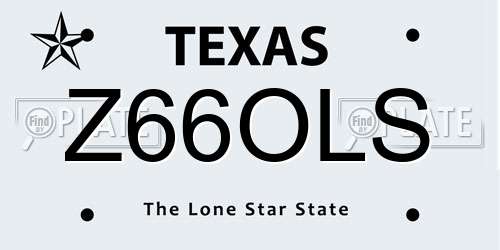 Z66OLS Texas License Plate