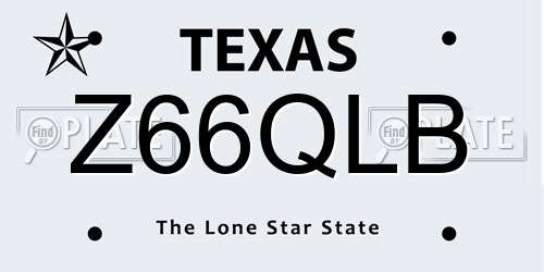 Z66QLB Texas License Plate