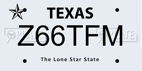Z66TFM Texas License Plate