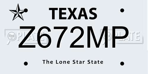 Z672MP Texas License Plate