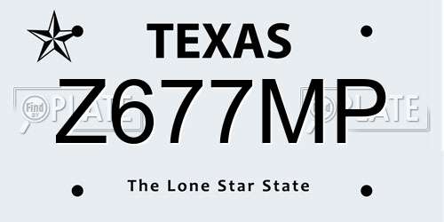 Z677MP Texas License Plate
