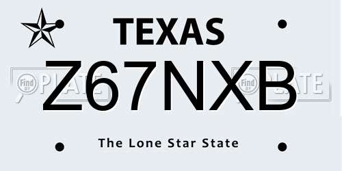 Z67NXB Texas License Plate