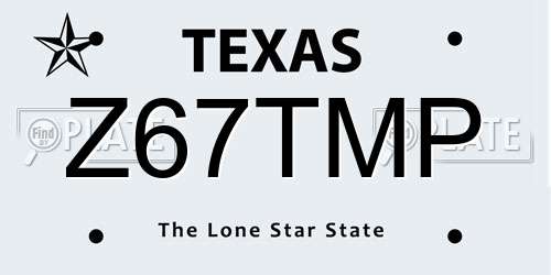 Z67TMP Texas License Plate
