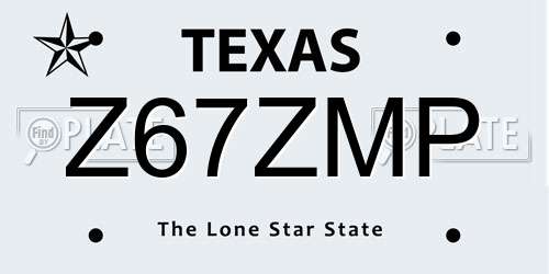 Z67ZMP Texas License Plate