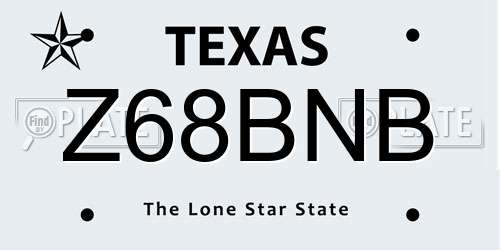Z68BNB Texas License Plate