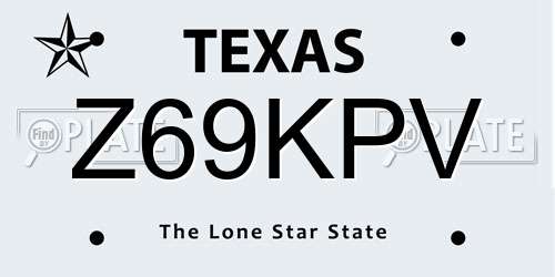 Z69KPV Texas License Plate