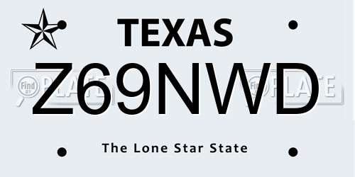 Z69NWD Texas License Plate