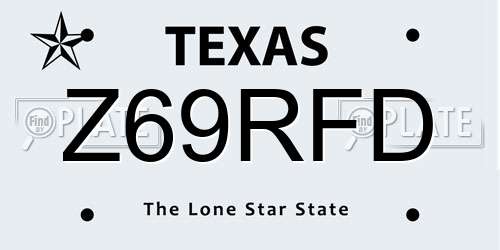 Z69RFD Texas License Plate