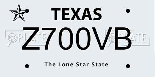 Z700VB Texas License Plate