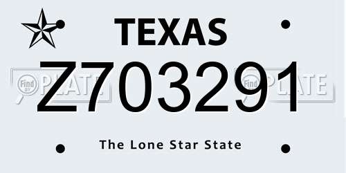 Z703291 Texas License Plate