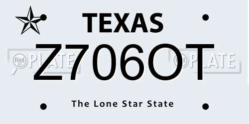 Z706OT Texas License Plate