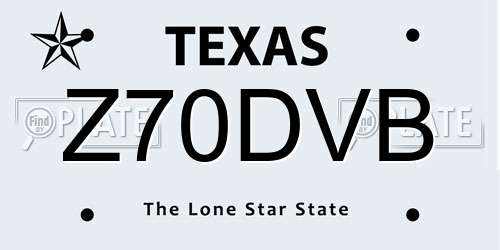 Z70DVB Texas License Plate