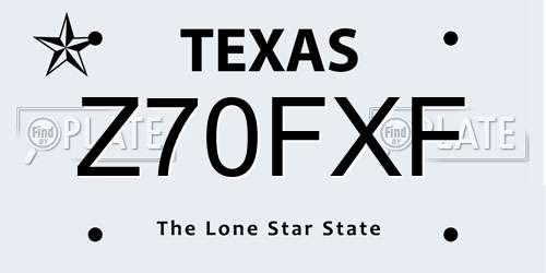 Z70FXF Texas License Plate