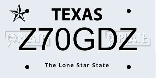 Z70GDZ Texas License Plate