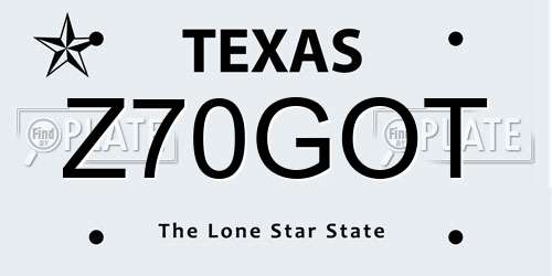 Z70GOT Texas License Plate
