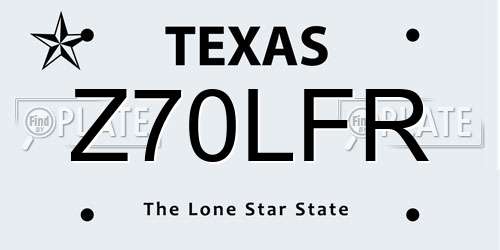 Z70LFR Texas License Plate