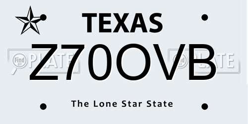 Z70OVB Texas License Plate