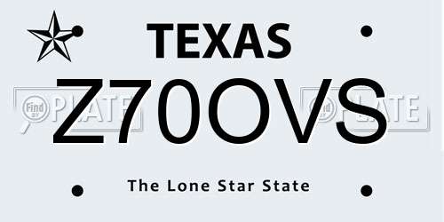 Z70OVS Texas License Plate