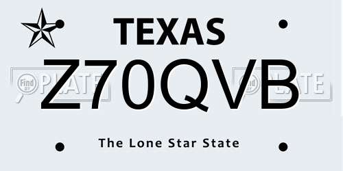 Z70QVB Texas License Plate