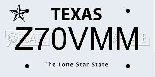 Z70VMM Texas License Plate