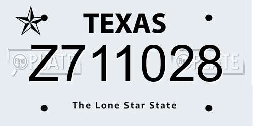 Z711028 Texas License Plate